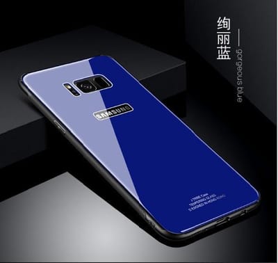 Schokbestendige Hybride Tempered Glass Back Cover voor Galaxy S8 _ Blauw
