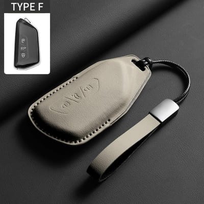 Voor Vw Volkswagen Id.3 Id.4 Crozz Passat Sagitar Tiguan L Teramont Golf Gti Lamando Tavendor Talagon Lederen Auto Sleutelhoesje Cover gray