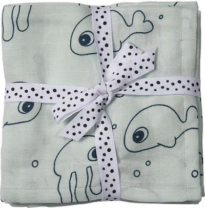 Done By Deer Tetradoek Swaddle Pack Sea Friends Blauw - 2 Stuks