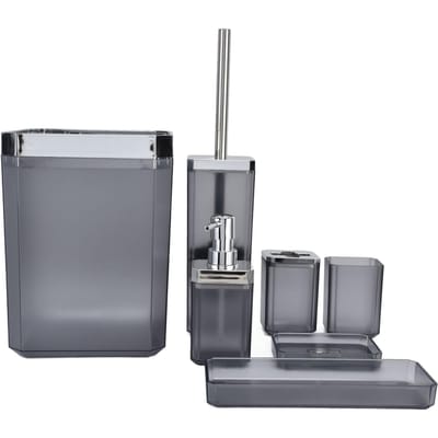 7-delige Set Plastic Badkameraccessoires Grijs Tandenborstelhouder Zeepbakje Set voor Huis Hotel
