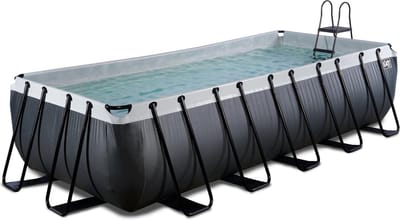 EXIT Black Leather Frame Zwembad 540x250x122cm - Opzetzwembad - met Filterpomp - Rechthoekig - Zwart
