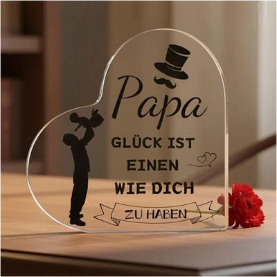 Dailygoods- Vaderdagcadeau Hoogwaardig Acryl Hart - Cadeau voor Vaders - Papa Cadeau - Decoratiestuk - Bedankje - Liefdevolle Boodschap - Cadeau Voor Vader