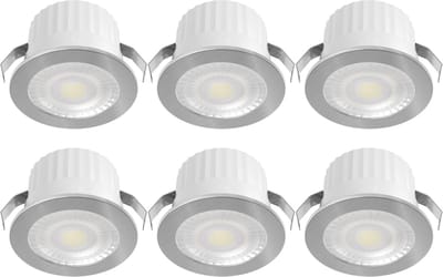 LED Veranda Spot Verlichting 6 Stuks - Brinton Glowix - 3W 260 lm 38D - Warm Wit 3000K - Inbouw - Rond - Zilver - Ø44mm Buitenmaat - Ø32mm Zaagmaat