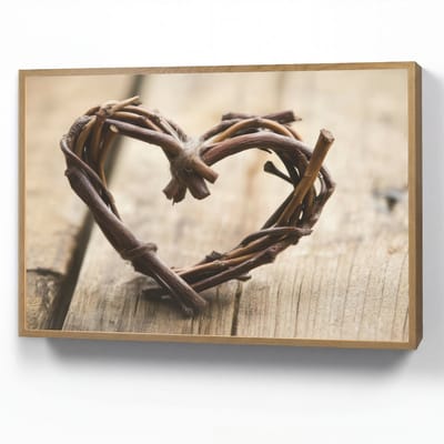 Wandlamp 90x60 cm - Oplaadbaar - Hart - Hout - Natuur - Takken - Bruin - Wandlampen binnen woonkamer - Slaapkamer lamp - Decoratieve nachtlamp - Vloerlamp draadloos