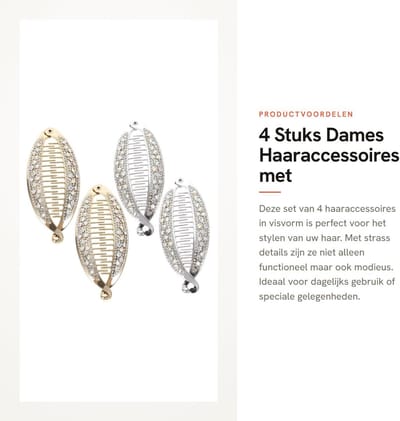 Dailygoods- Bananenclip - 4 Stuks - Visvorm - Haaraccessoires - Haarspeld - Glanzend - Veelzijdig Gebruik - Haarklem