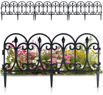 Vilde Tuinafzetting - Set van 4 - 240 cm - Zwart - Flexibele Tuinomheining - Borderrand - UV-bestendig & Weerbestendig - Sierhekwerk