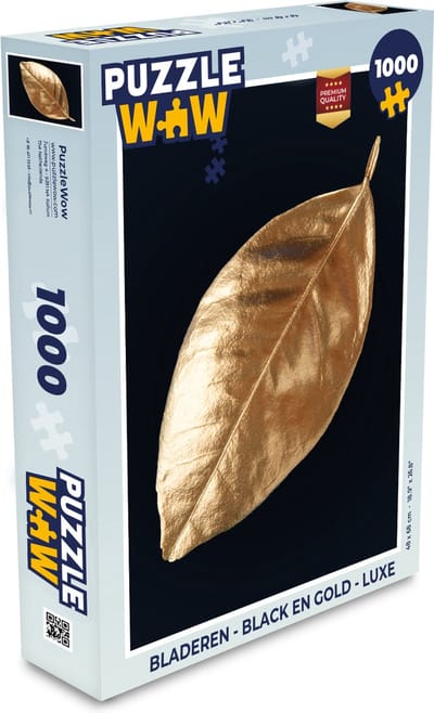 Puzzel Bladeren - Black en gold - Luxe - Natuur - Planten - Legpuzzel - Puzzel 1000 stukjes volwassenen