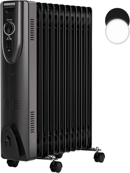 Heinrich’s HOR 8701 olieradiator - 11 ribben - 2500 W - met handdoekenhouder - zwart