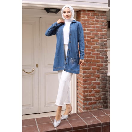 Steen Detailed Denim Overhemd Licht Denim