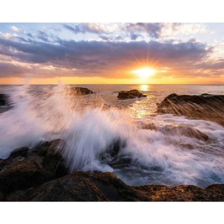 Peinture diamant thème vagues du coucher du soleil, perceuse complète 5d, peinture diamant rond 20X30CM gray