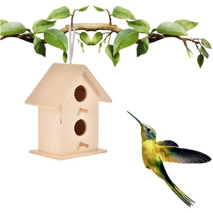 Houten Vogelhuis Hangend Nestkastje Vogelhuis voor Buitentuin Decoraties beige