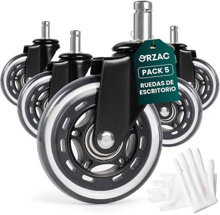Set van 5 Stevige Transparante Bureaustoelwielen (Diameter 76mm) - Universele Fitting