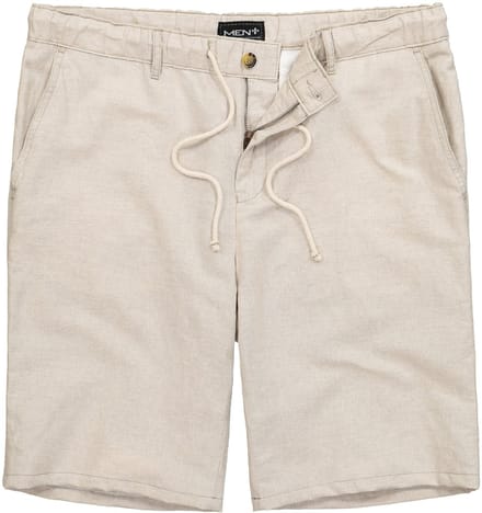 Men Plus - Heren - Linnenmix-Bermuda relaxed fit elastische tailleband - Natuur - Maat 56