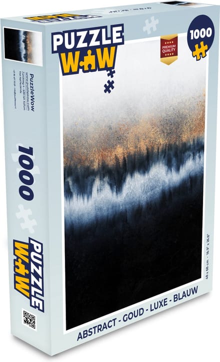 Puzzel Abstract - Goud - Luxe - Blauw - Legpuzzel - Puzzel 1000 stukjes volwassenen