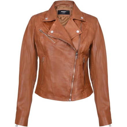 Dames slim leren bikerjack-Matlock