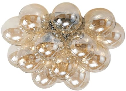 Kosilum - Bartali - Plafondlamp - Amberkleurig en chroom - Metaal en glas