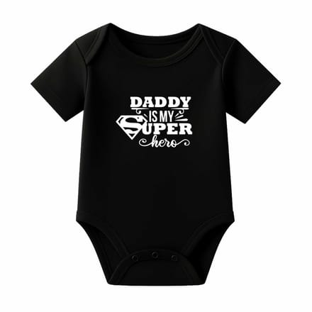Romper Daddy is my superhero - zwart - korte mouw