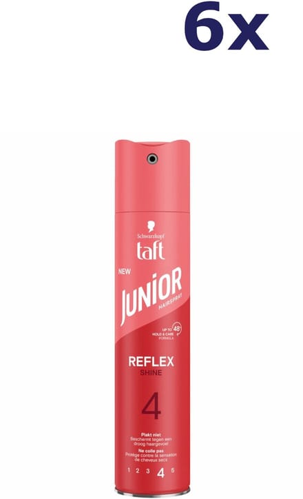 Taft - Junior Hairspray Ultra Reflex Shine - 6 x 250 ml - Voordeelverpakking