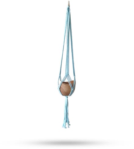 Macramé pannenlap klassiek - poederblauwe middelgrote pot