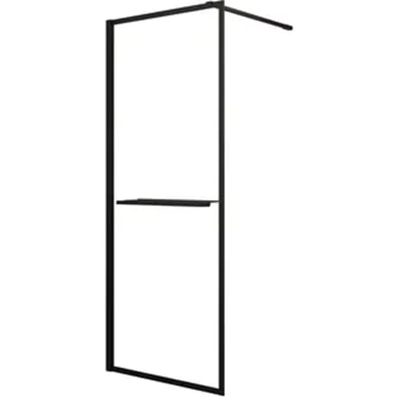 Aurlane Inloopdouchewand Dark Edge Shelf - Mat Zwart Aluminium - Gehard Glas 6mm - 80x200cm