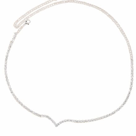Ketting-V Strass- Trouwen - Zilverkleur-Charme Bijoux