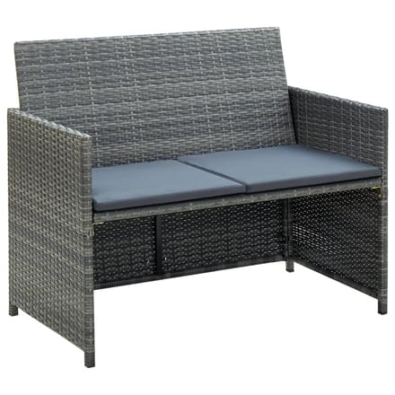 vidaXL - 4-delige - Loungeset - met - kussens - poly - rattan - grijs