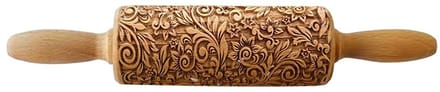 Dailygoods- Deegroller Houten Decoratief - Reliëf Deegroller - Koekjes/Biscuits - Duurzaam - 25 cm - Perfect Cadeau - Bakrol