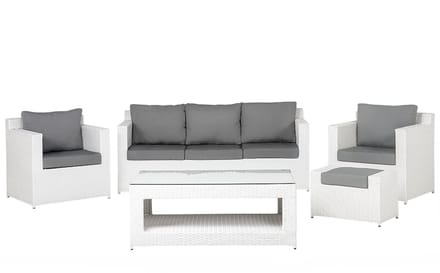 ROMA - Loungeset voor 6 - Wit - PE rotan