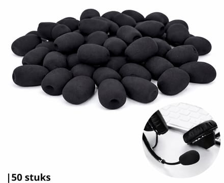 Knaak Microfoon Windkap - Headset - Cover - Plopkap - Windshield - 25 x 20 mm - Zwart - 50 stuks