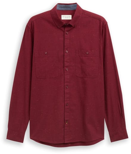 Tom Tailor - Regular fit overhemd in gemêleerde look - Maat S - red nep structure