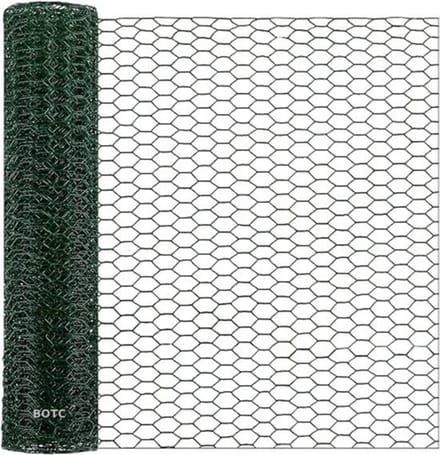 BOTC Kippengaas Groen - 40 cm x 4 Meter - Zeshoekig Gaas 25 x 16 mm - Gegalvaniseerd Metaal met PVC-Coating - Voor Tuin, Bloemstukken & DIY