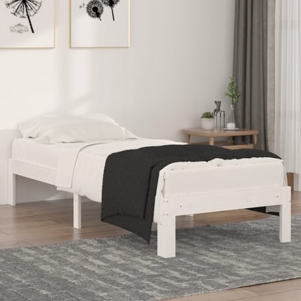 vidaXL - Bedframe - massief - hout - wit - 75x190 - cm