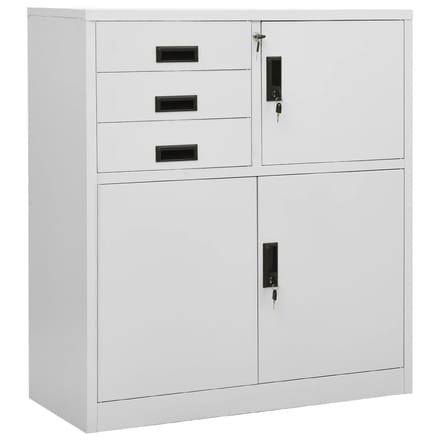 vidaXL - Kantoorkast - 90x40x102 - cm - staal - lichtgrijs