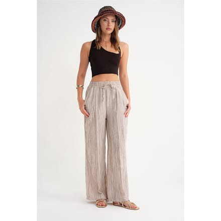 Hoge Taille Geweven Wijde Broek