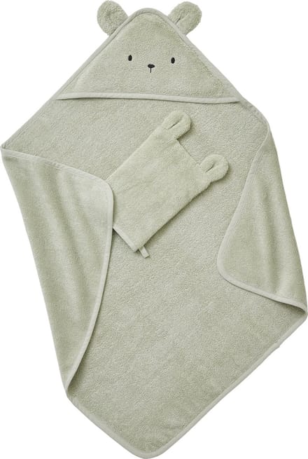 Vertbaudet Badcape + washandje van biologisch katoen