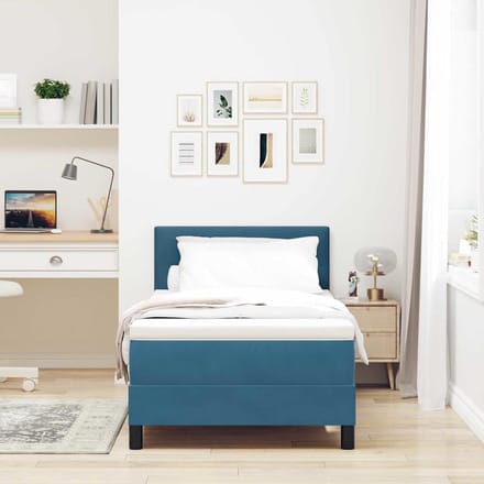 vidaXL - Boxspring - bed - met - hoofdeinde - Donkerblauw - 90 - x - 190 - cm - Fluweel