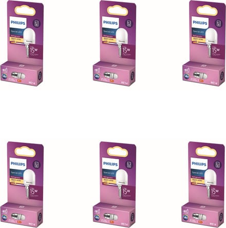Philips Voordeelverpakking - E14 - LED Koelkastlamp - Mat - 15W - Niet Dimbaar - Warmwit Licht - Set van 6 Stuks