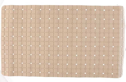 Badmat/douchemat beige vierkant patroon 69 x 39 cm - Anti-slip mat voor in de douchecabine