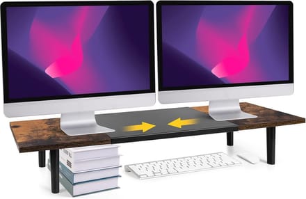 Verstelbare Dubbele Monitorstandaard voor Bureau - Ergonomische Computer Riser voor 2 Schermen