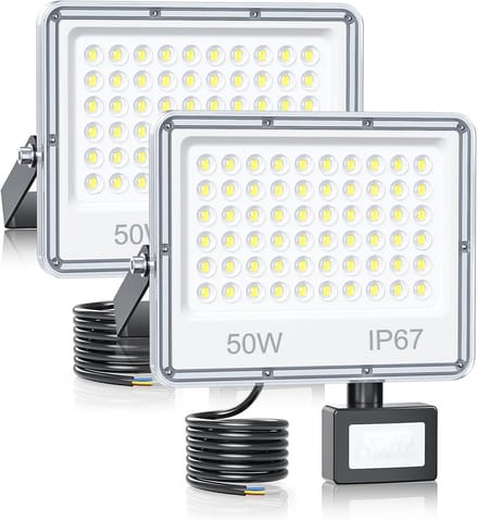 Led-spot voor buiten met bewegingssensor - 50W, 5000 lumen, IP67, 2 stuks