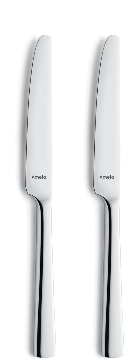 Amefa Moderno - 2-delige dessertmesset - hoogglans - zilverkleurig