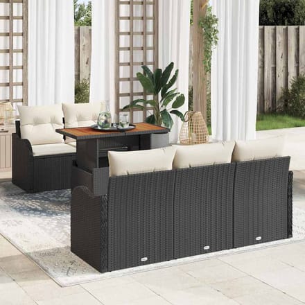 vidaXL - Tuinbank - Set - 6 - st - Zwart - en - Crème - 100 - x - 55 - x - 73 - cm - poly - rattan