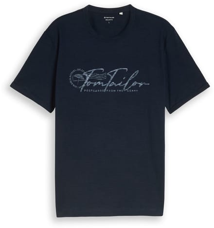 Tom Tailor - T-shirt met logoprint - Maat M - sky captain blue