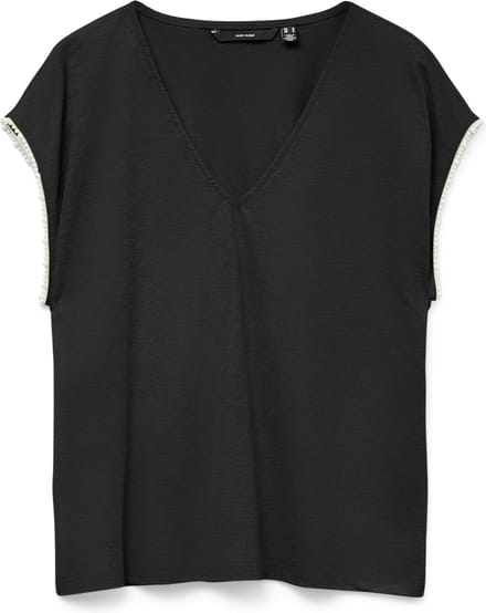 Vero Moda T-shirt Vmvips Ss Ava V-neck Top Jrs Ga 10327099 Black/solid Dames Maat - S