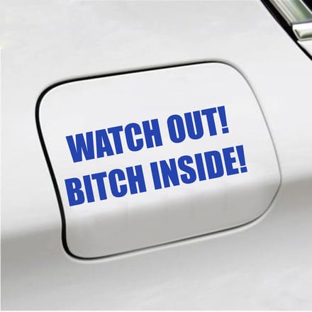 Bumpersticker - Watch Out Bitch Inside - 5,7 X 14,8 - Blauw