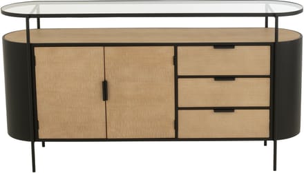 J-Line kast Ovy - ijzer - naturel/zwart