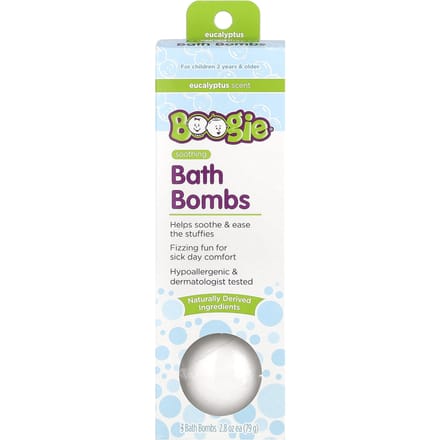 Boogie Wipes, Soothing Bath Bombs, Eucalyptus , 3 Bath Bombs, 2.8 oz (79 g) Each white