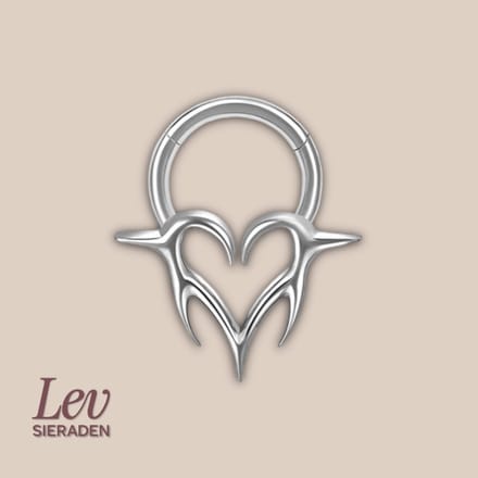 Lev Sieraden - Titanium premium neus ring - Hart piercing Zilver - 1.2x8mm - 18mm x 16mm Zilver - Segment ring - neuspiercing - tragus piercing - Oorpiercing