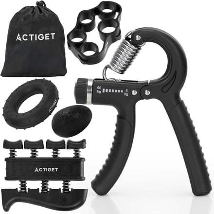 Actiget® Handtrainer Set | Handknijper | Zwart/Grijs | 10- 40 Kg | 5 Delig