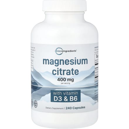 Micro Ingrediënten, Magnesiumcitraat (met Vitamines D3 en B6), 240 capsules